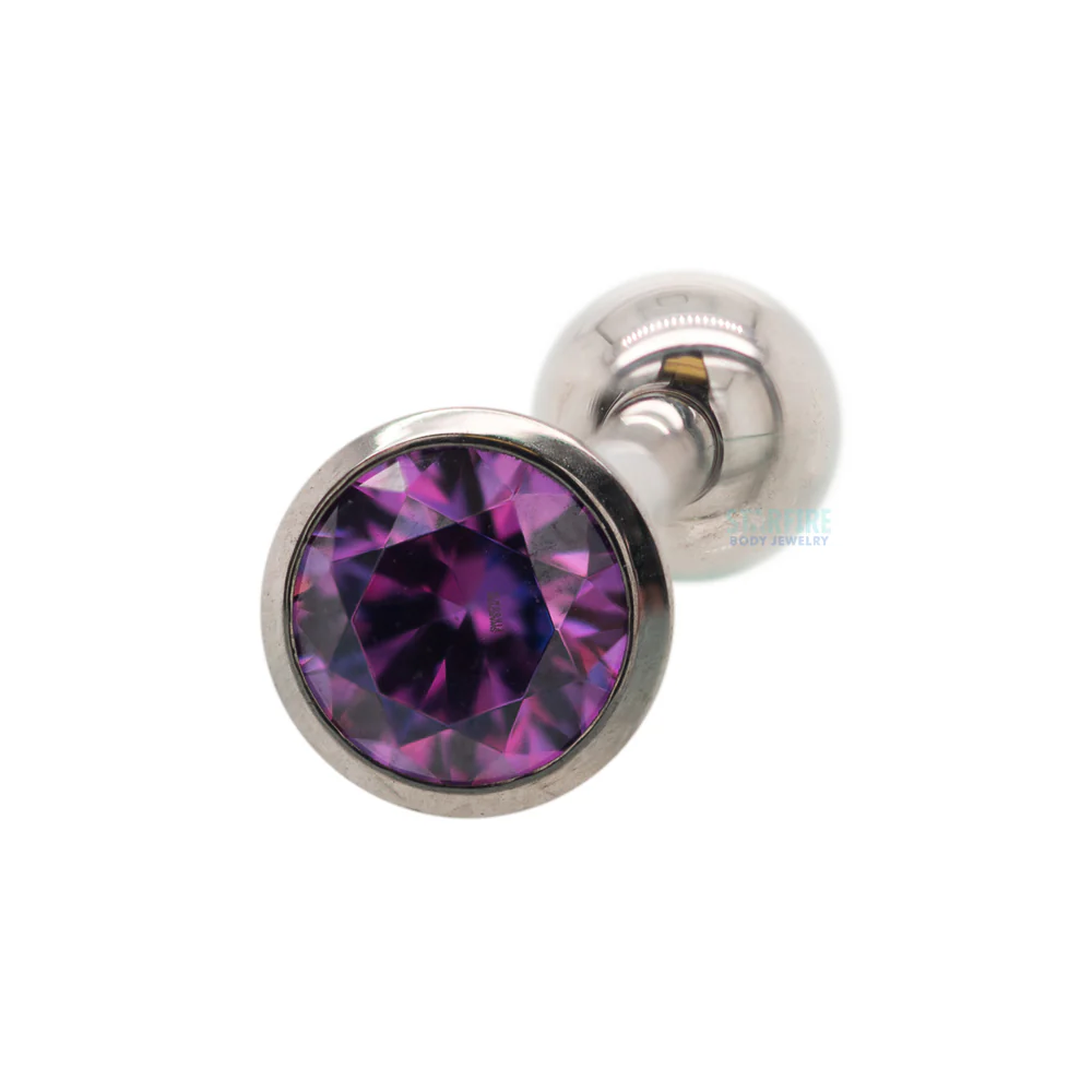 Low Profile Faceted Gem Tongue Barbell - Image 5