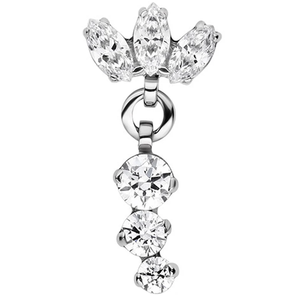 Marquise Fan Threaded End with "Clio" Faceted Gem Dangle - Image 2