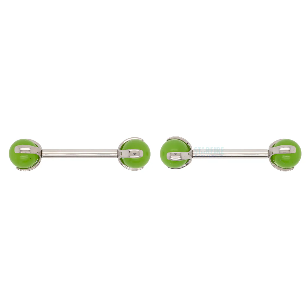 Natural Stone Ball in Prong's Nipple Barbells - Image 3