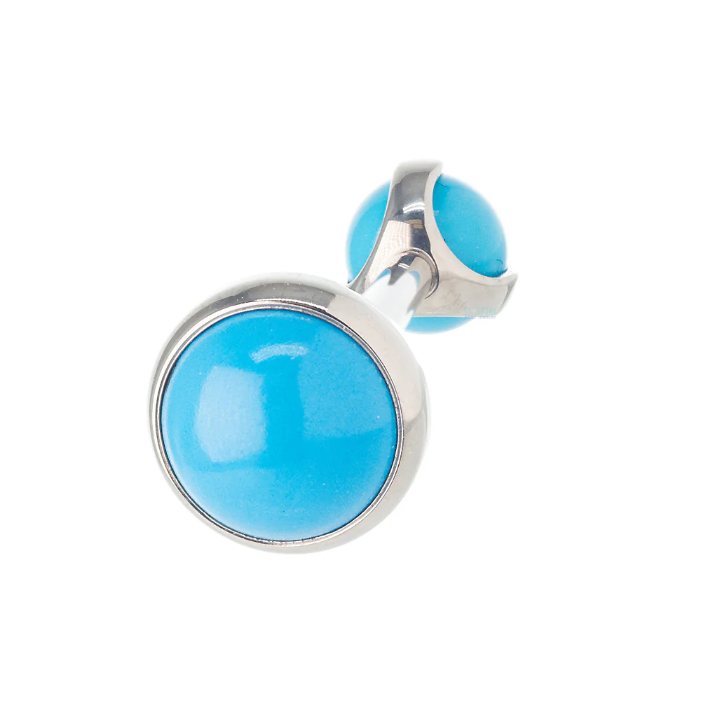 Natural Stone Cabochon & Ball in Prong's Tongue Barbell - Image 10
