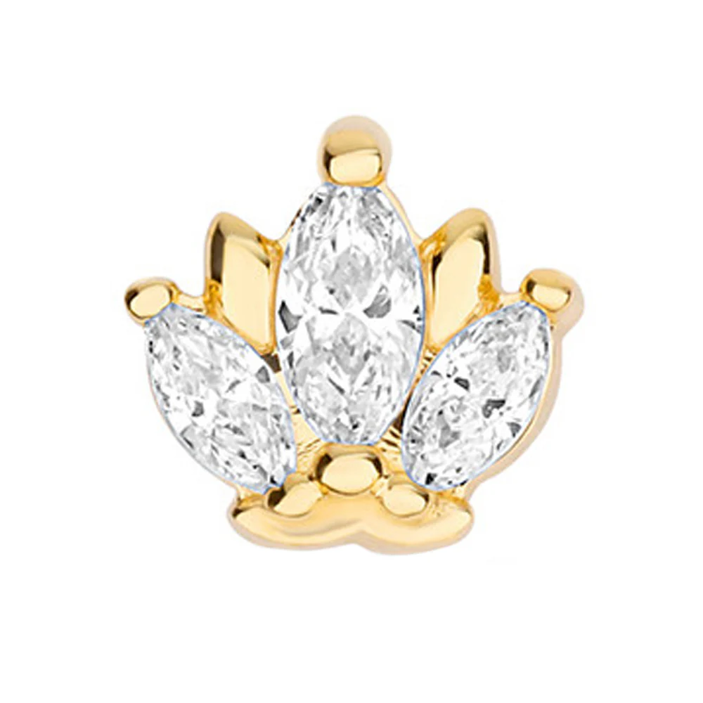 "Odysseus" with Faceted Gems Threaded End in Yellow Gold - Image 3
