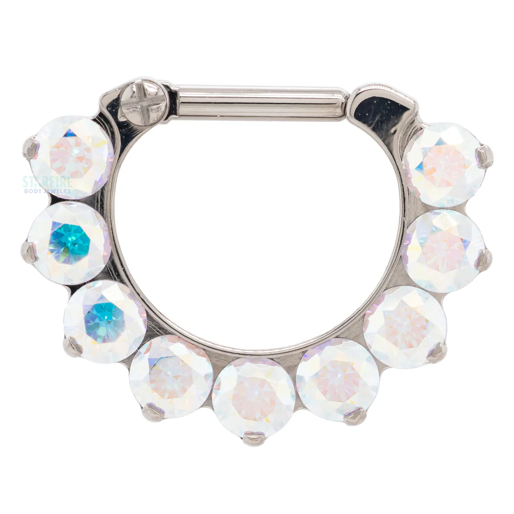 "Odyssey" Clicker #10 with Faceted Gems - 14 ga. 5/16" post (longer)