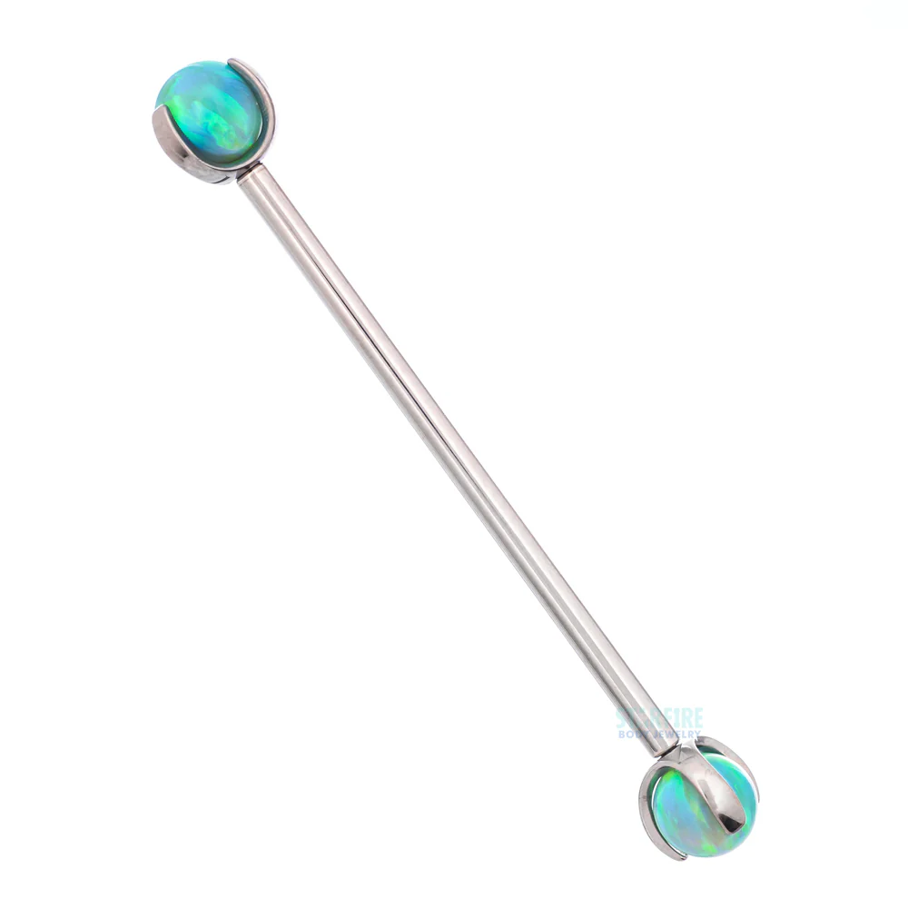 Opal Ball in Prong's Industrial Barbell - Image 11