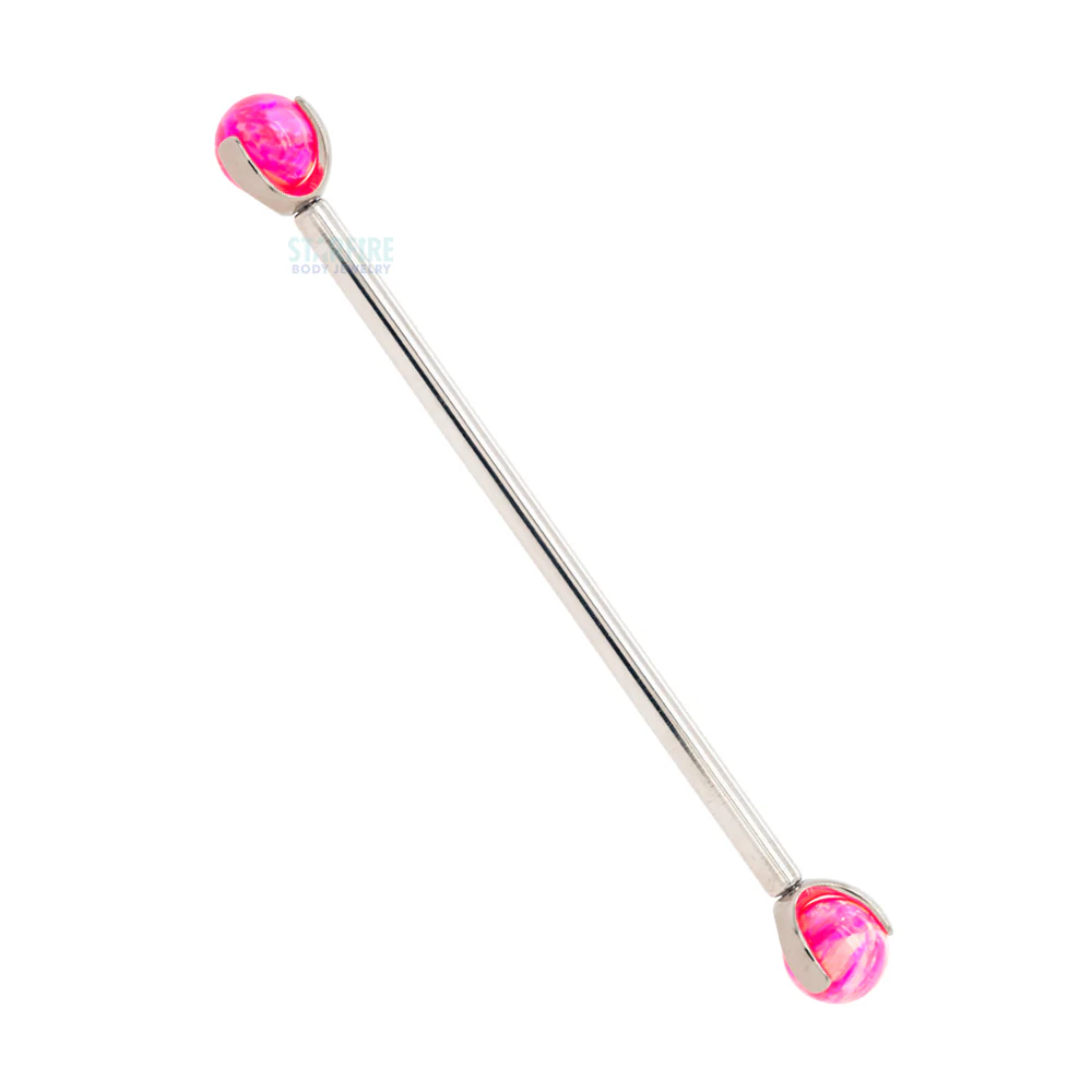 Opal Ball in Prong's Industrial Barbell - Image 12