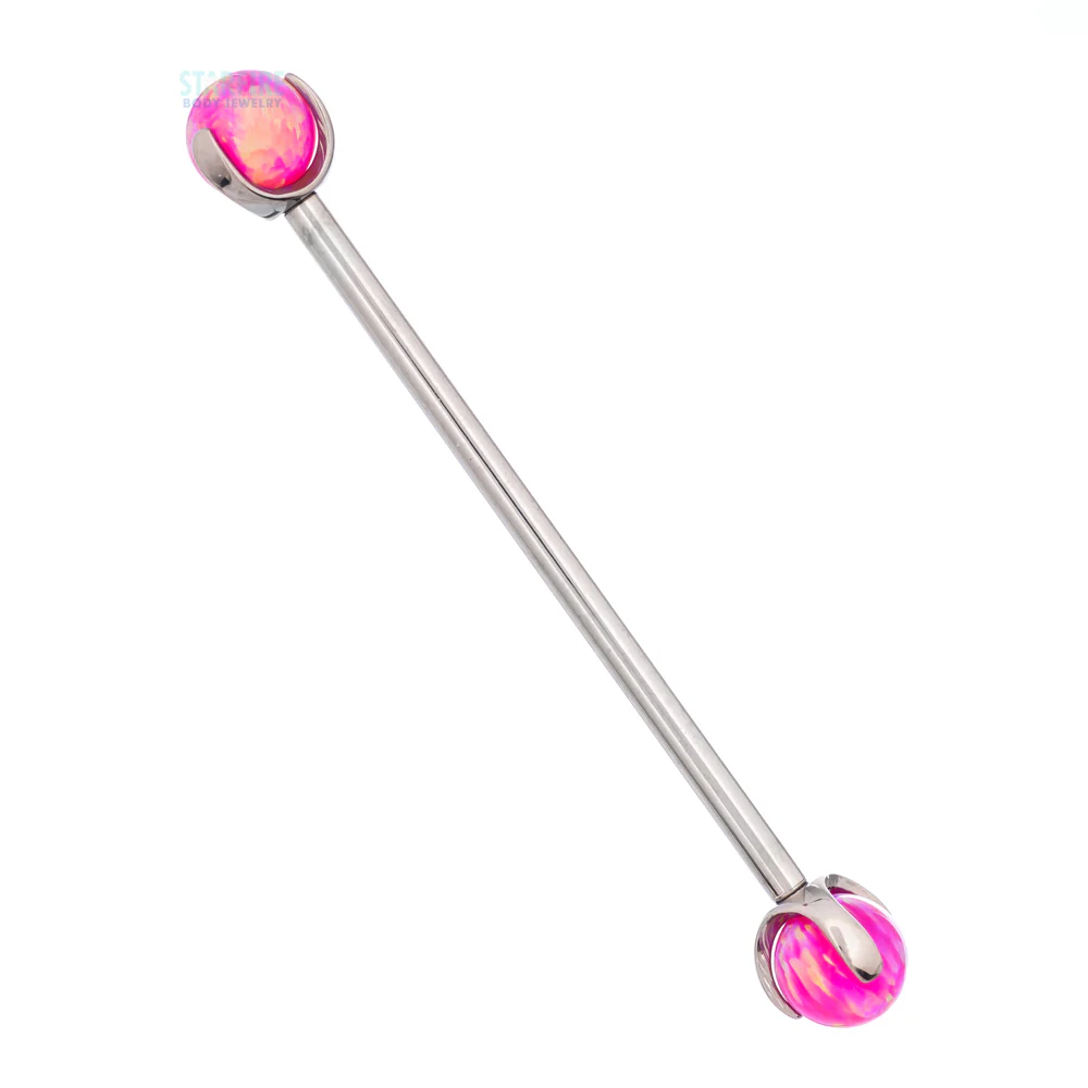 Opal Ball in Prong's Industrial Barbell - Image 13