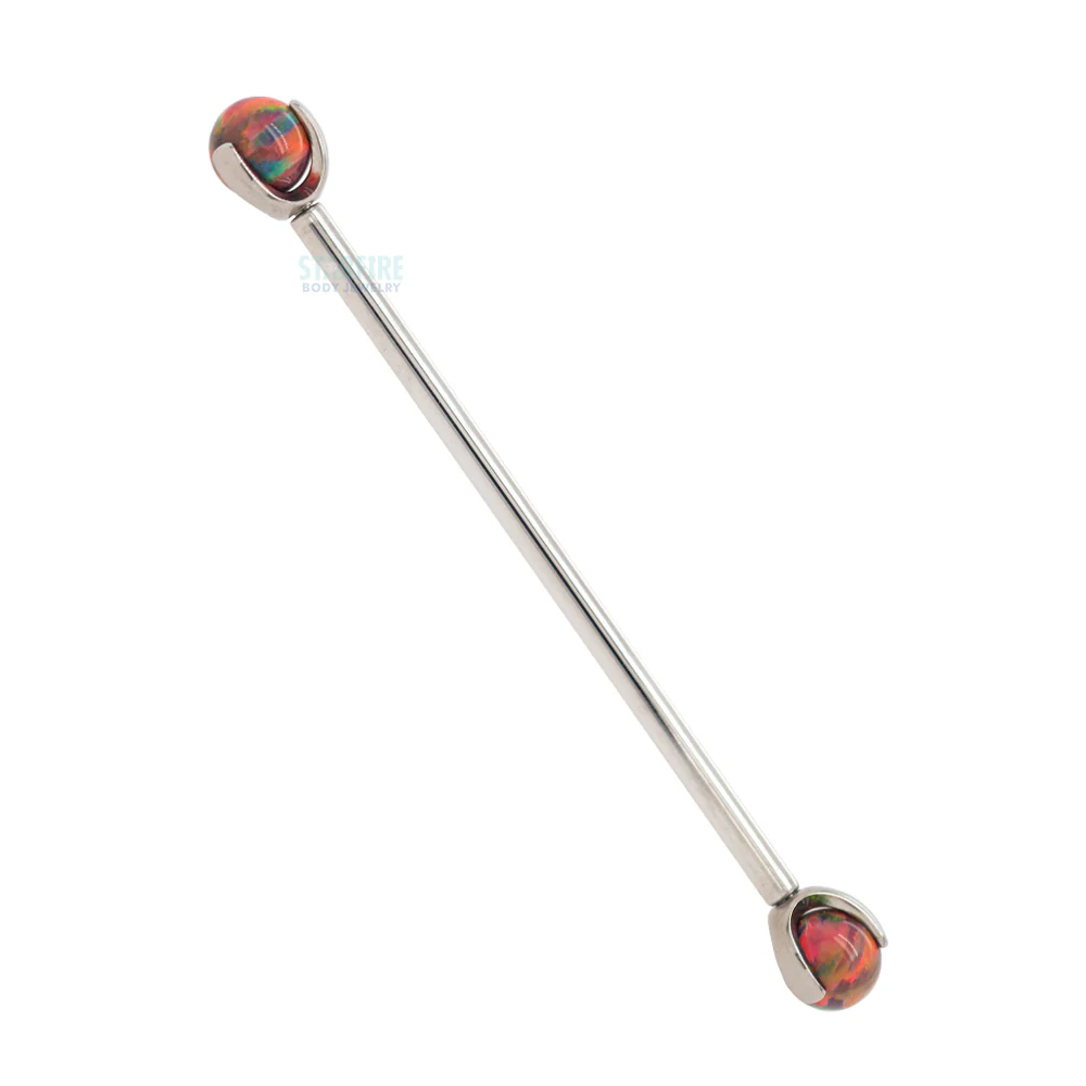 Opal Ball in Prong's Industrial Barbell - Image 14