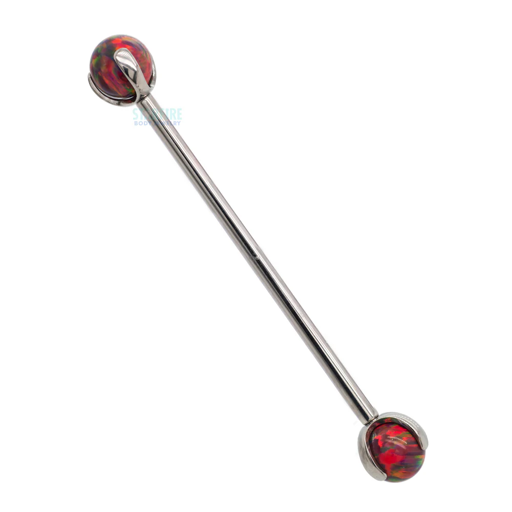Opal Ball in Prong's Industrial Barbell - Image 15