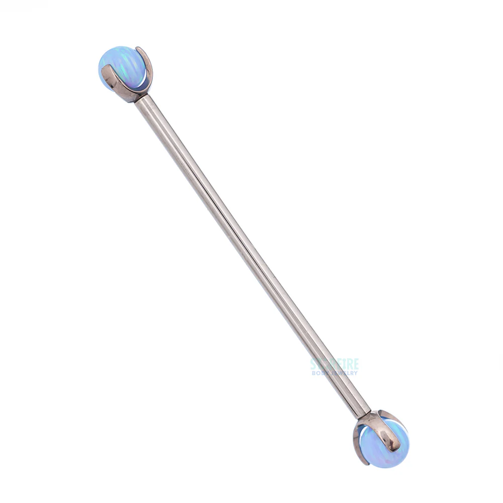 Opal Ball in Prong's Industrial Barbell - Image 16