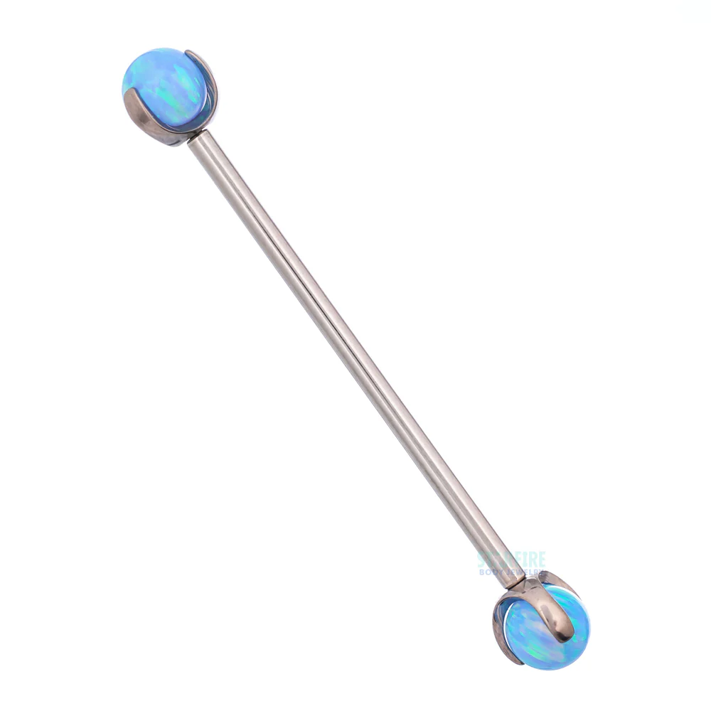 Opal Ball in Prong's Industrial Barbell - Image 17