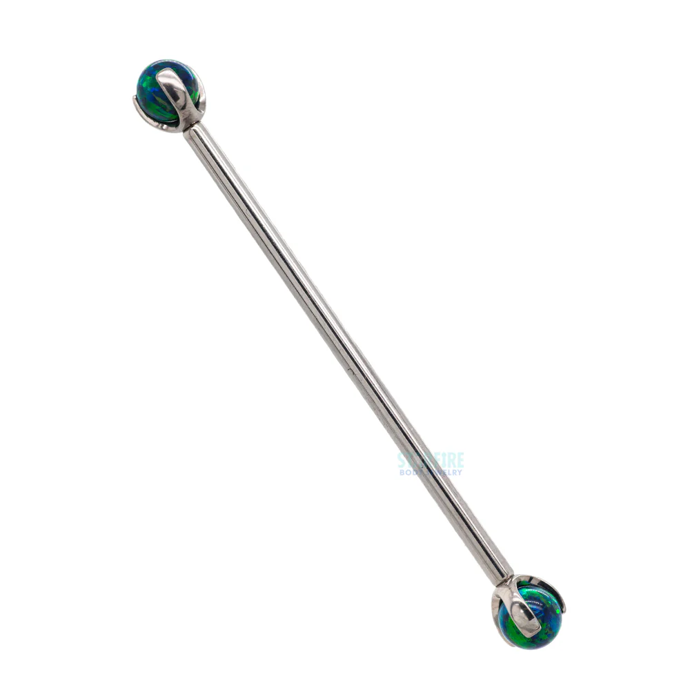 Opal Ball in Prong's Industrial Barbell - Image 18