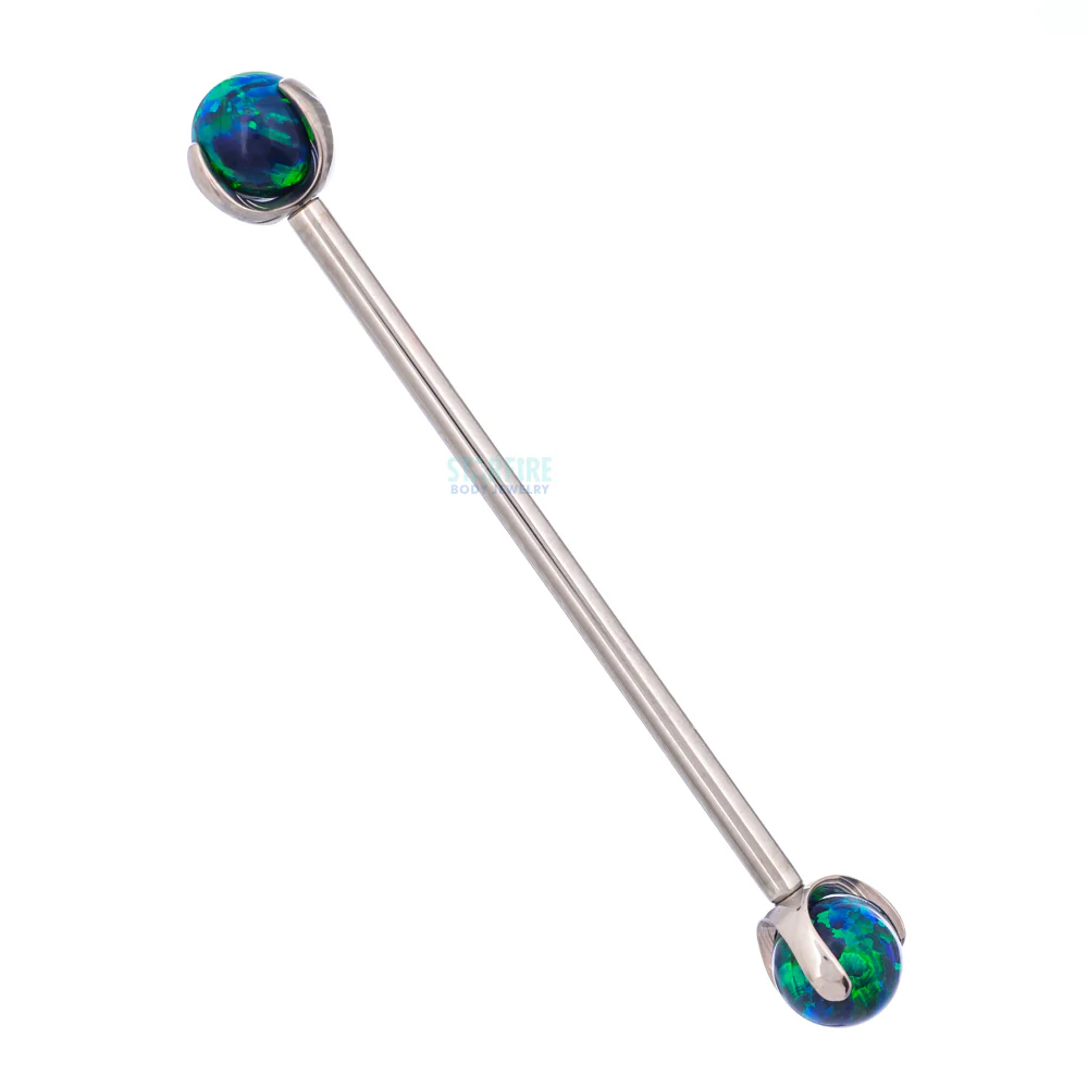 Opal Ball in Prong's Industrial Barbell - Image 19