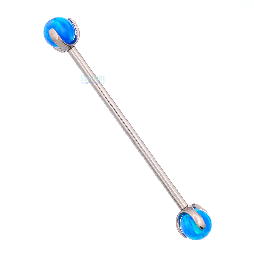 Opal Ball in Prong's Industrial Barbell - Image 21