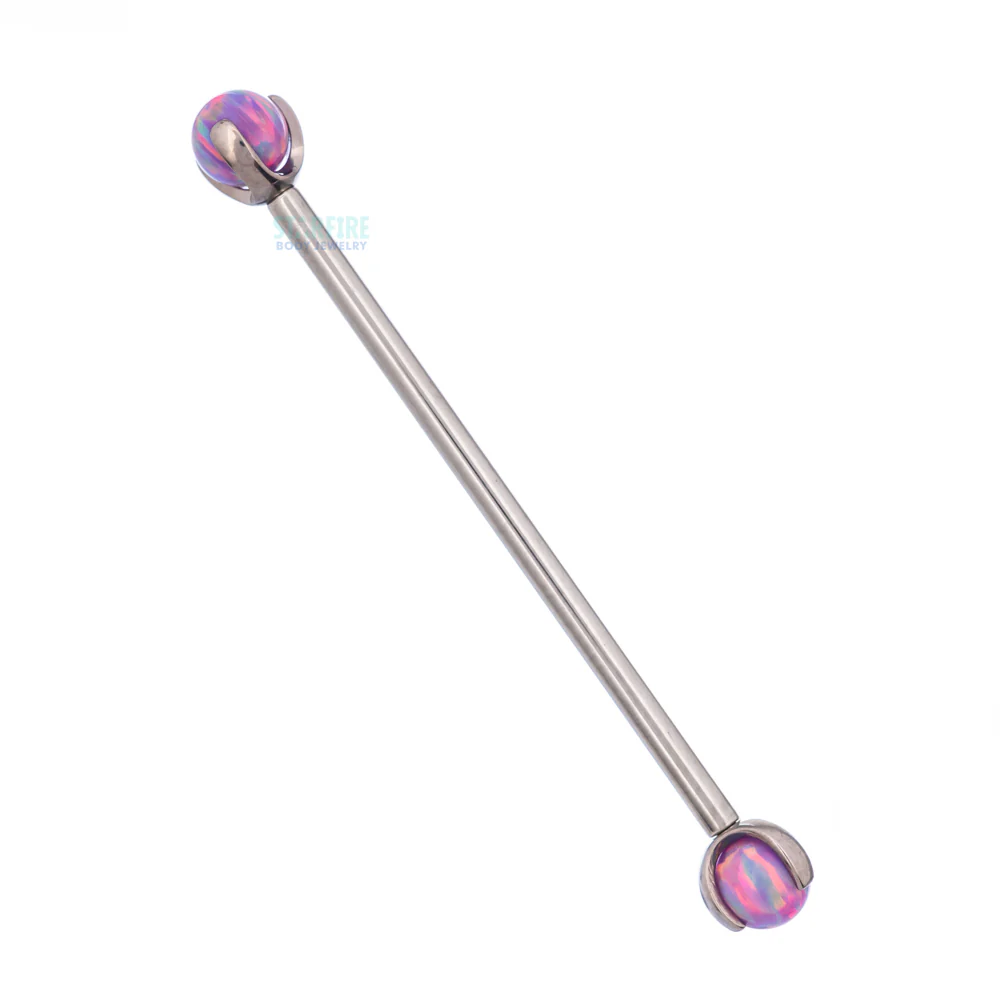 Opal Ball in Prong's Industrial Barbell - Image 22