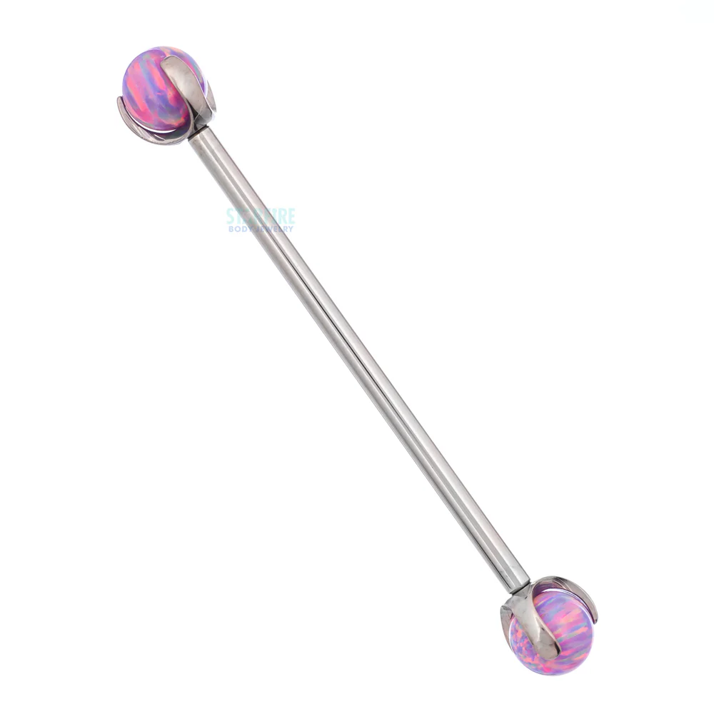 Opal Ball in Prong's Industrial Barbell - Image 23