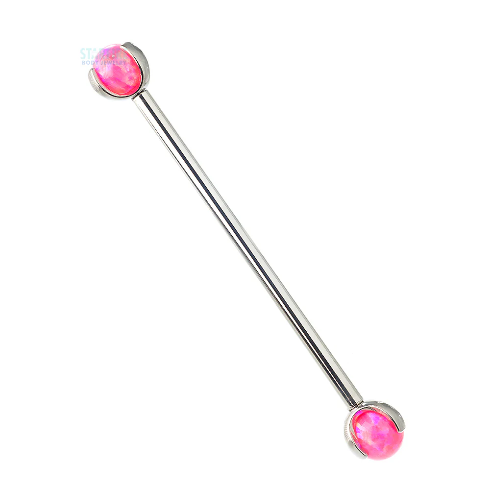 Opal Ball in Prong's Industrial Barbell - Image 24