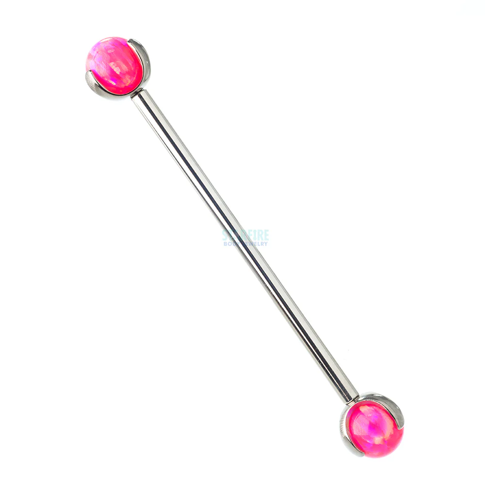Opal Ball in Prong's Industrial Barbell - Image 25