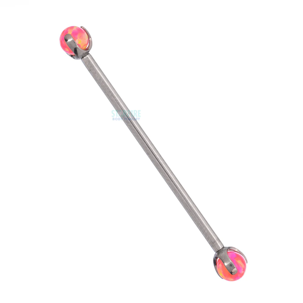 Opal Ball in Prong's Industrial Barbell - Image 26