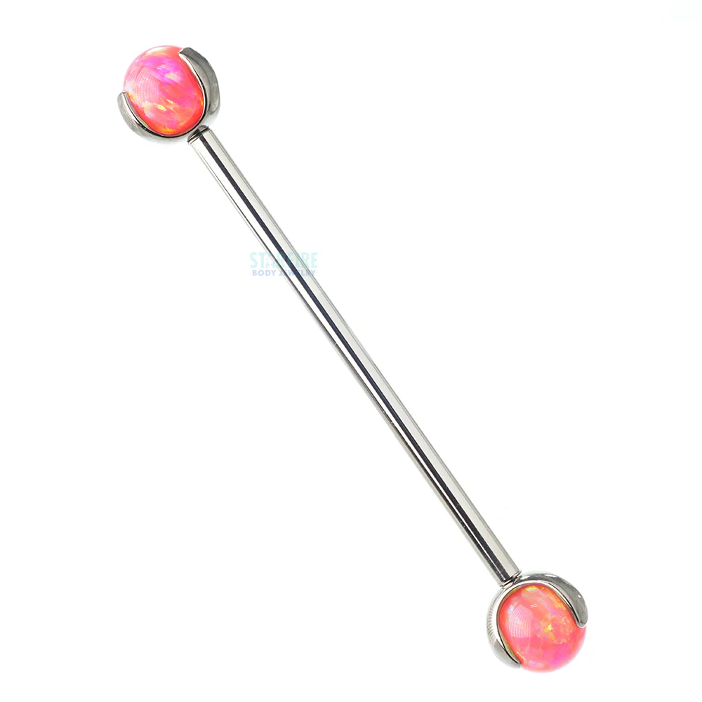 Opal Ball in Prong's Industrial Barbell - Image 27