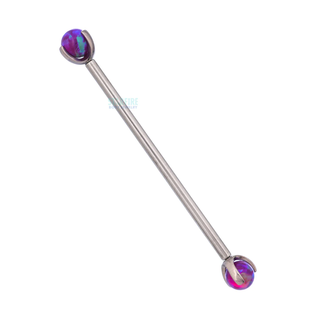 Opal Ball in Prong's Industrial Barbell - Image 28