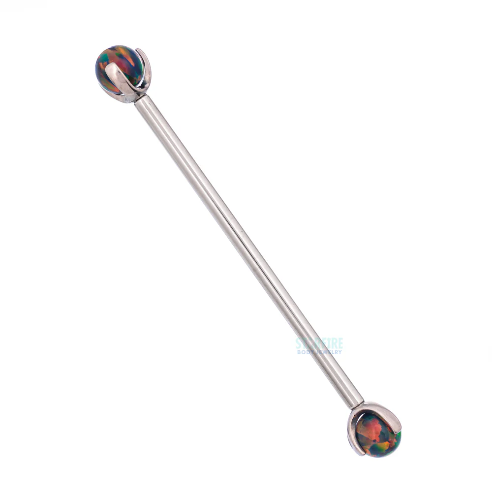 Opal Ball in Prong's Industrial Barbell - Image 30