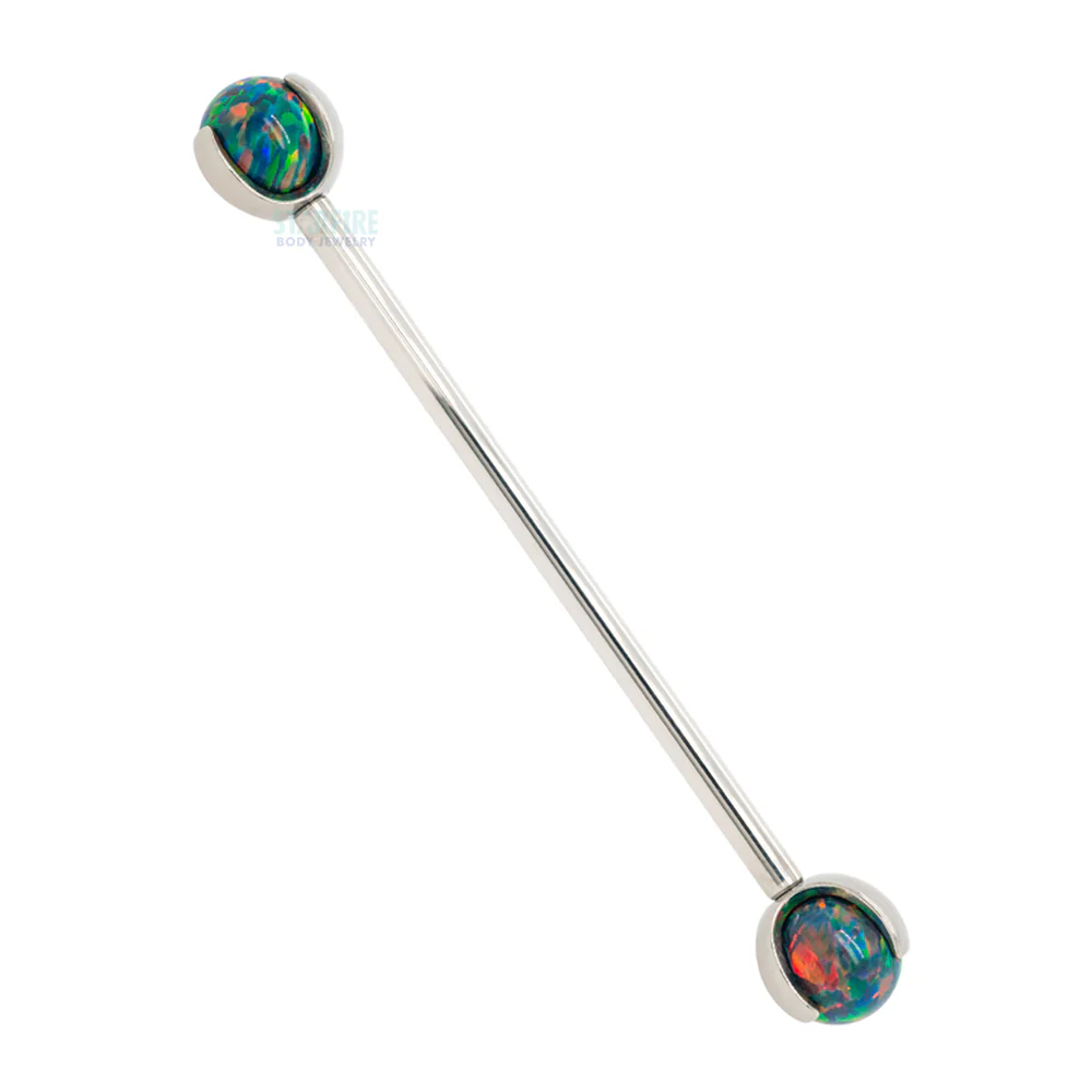 Opal Ball in Prong's Industrial Barbell - Image 31