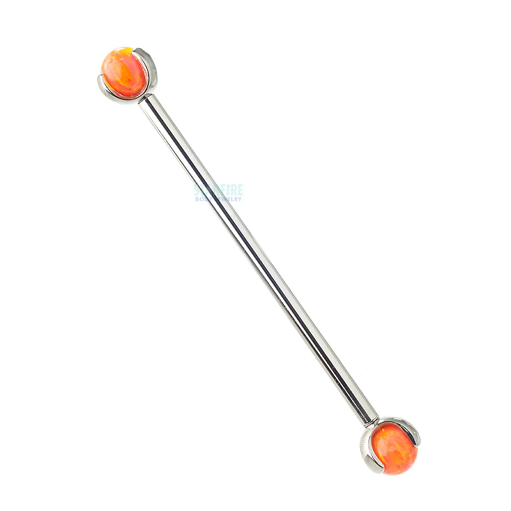 Opal Ball in Prong's Industrial Barbell - Image 34