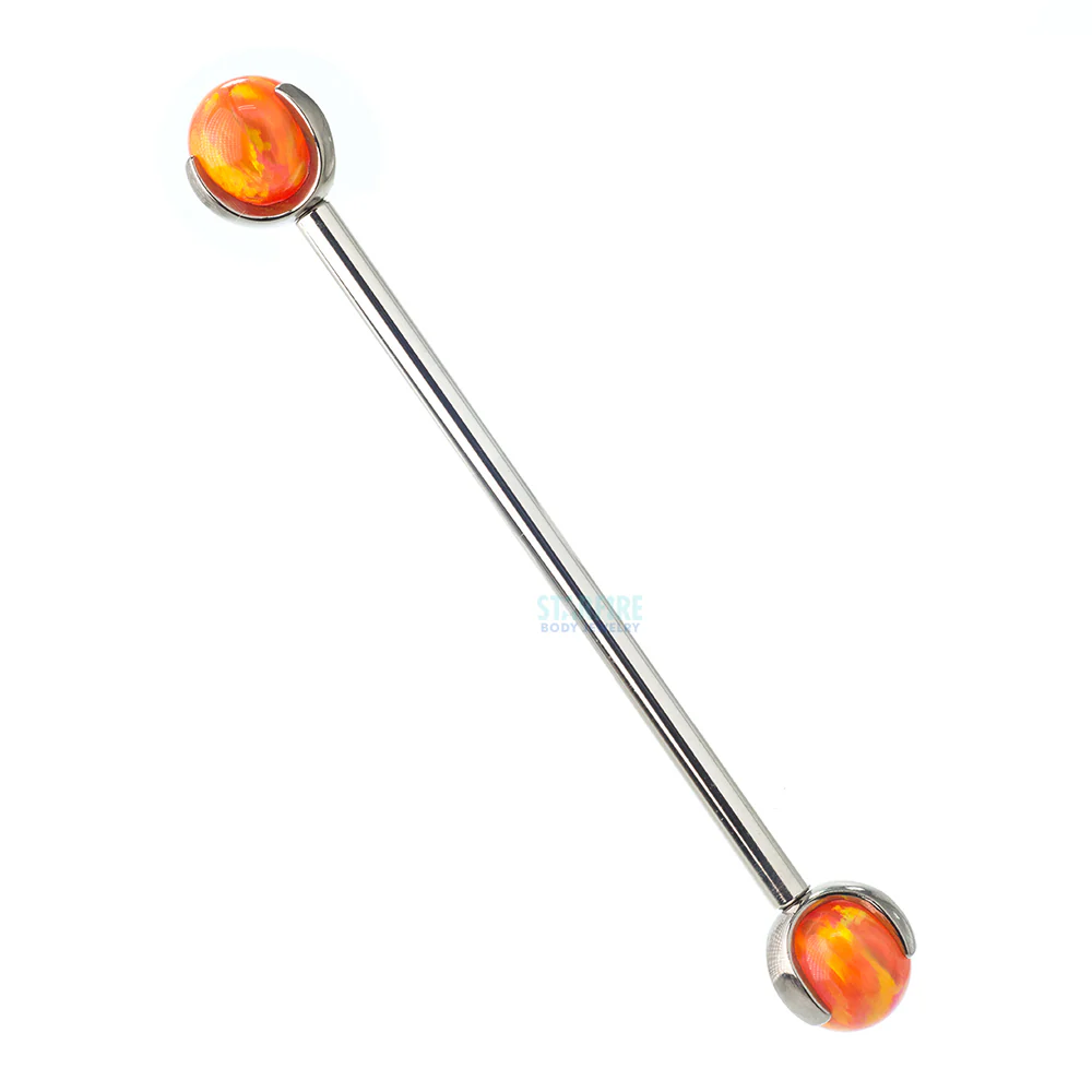 Opal Ball in Prong's Industrial Barbell - Image 35