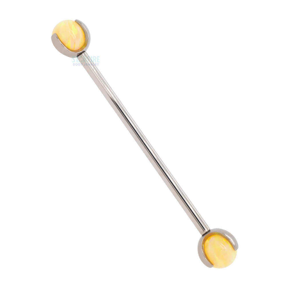 Opal Ball in Prong's Industrial Barbell - Image 37