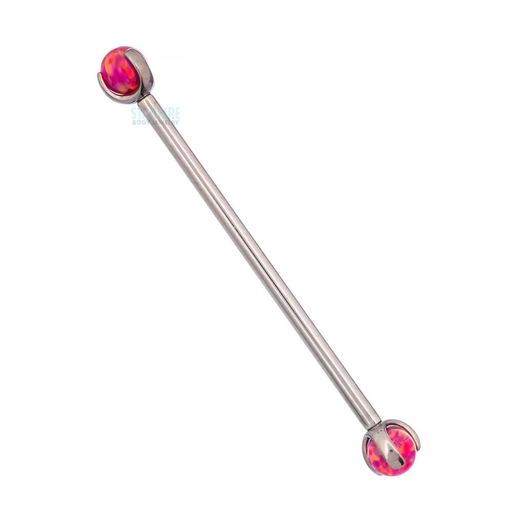 Opal Ball in Prong's Industrial Barbell - Image 8