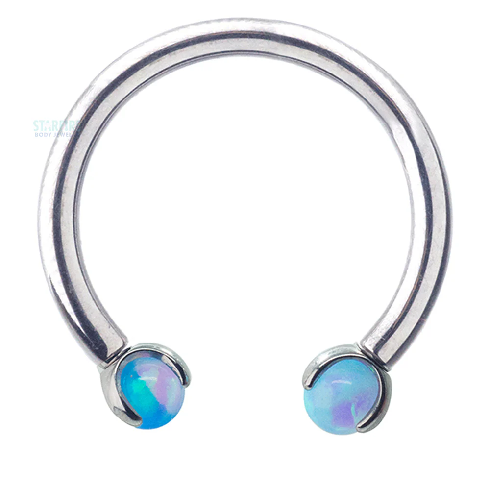 Circular Barbell with Opal Balls in Prong's - Image 13