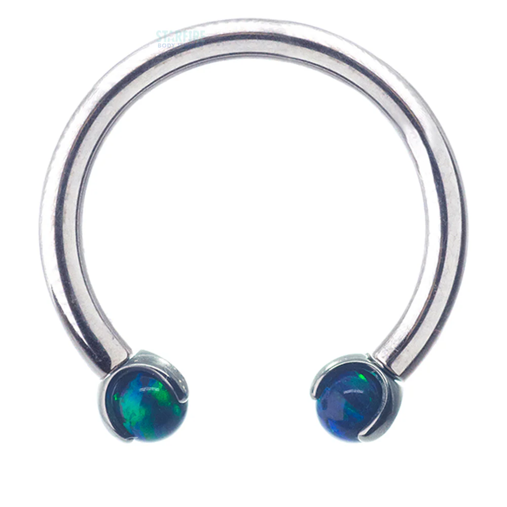 Circular Barbell with Opal Balls in Prong's - Image 15