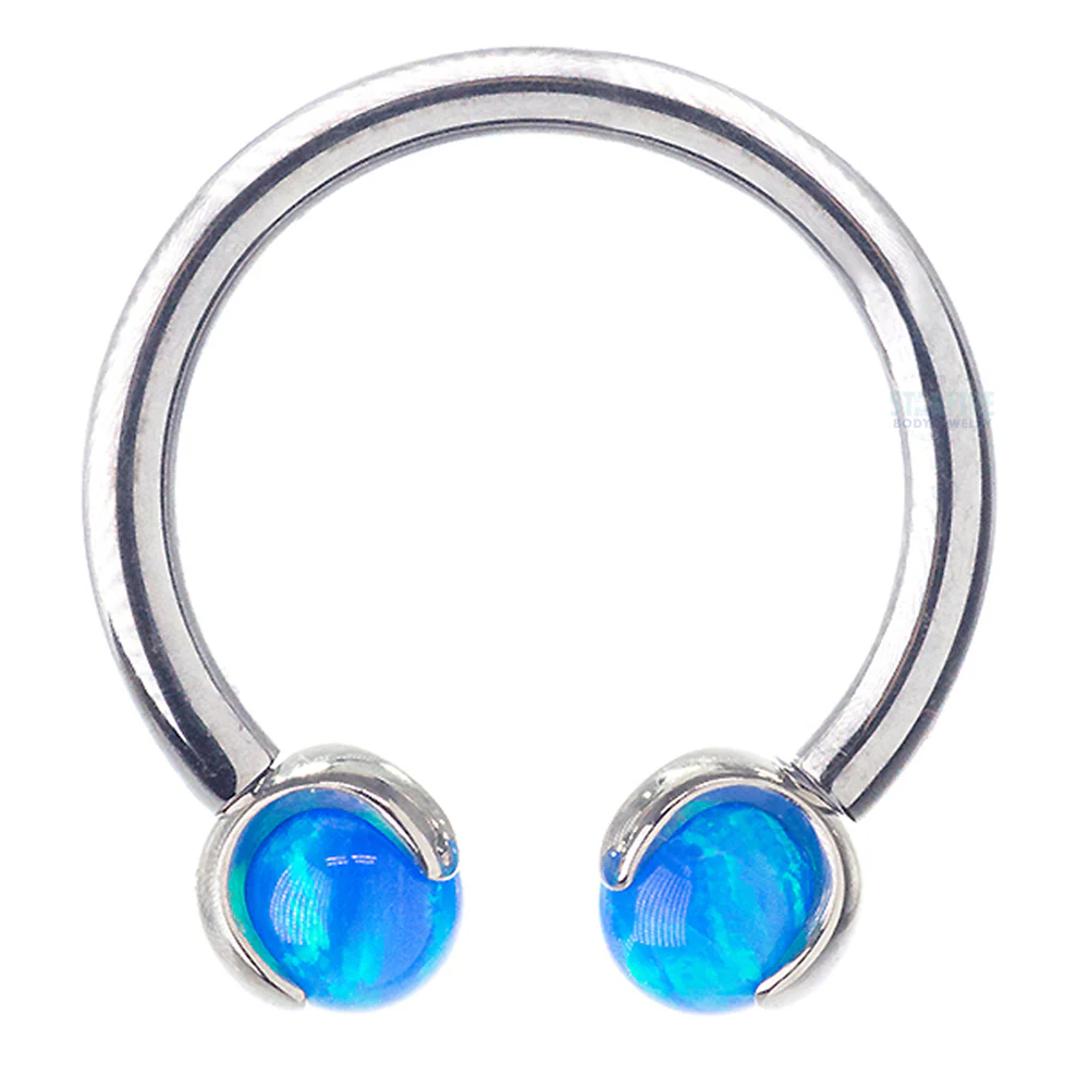 Circular Barbell with Opal Balls in Prong's - Image 18