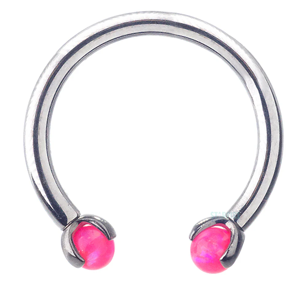 Circular Barbell with Opal Balls in Prong's - Image 21