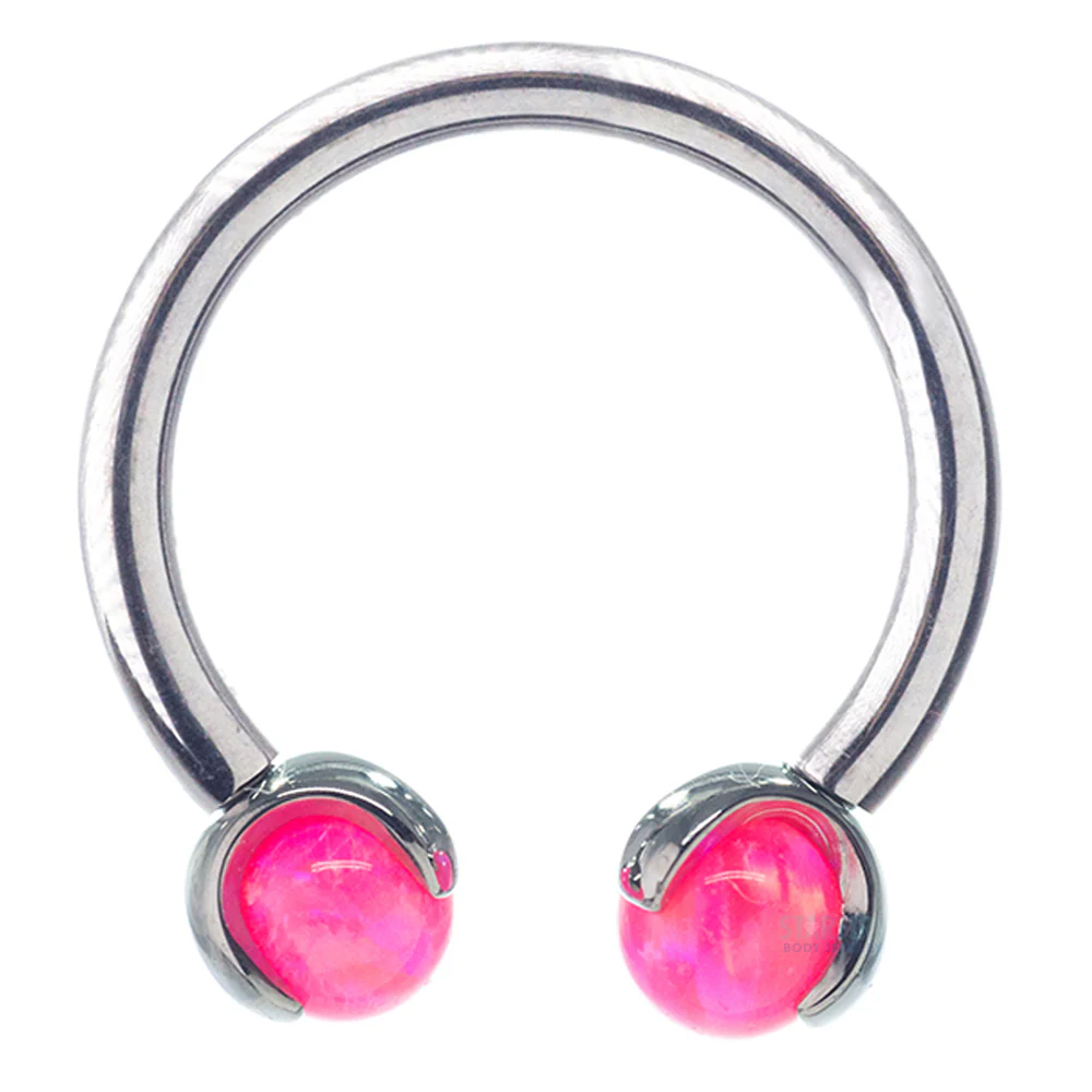 Circular Barbell with Opal Balls in Prong's - Image 22