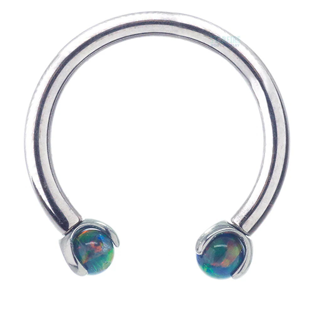 Circular Barbell with Opal Balls in Prong's - Image 27