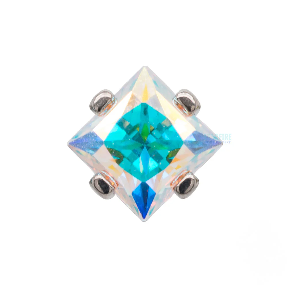 Prong-Set Threaded End with Square Princess Star-Cut Faceted Gem - Image 4