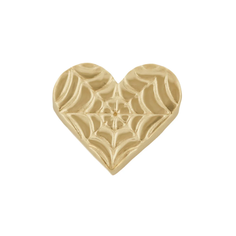 Spider Web Heart Threaded End in Gold - Image 2