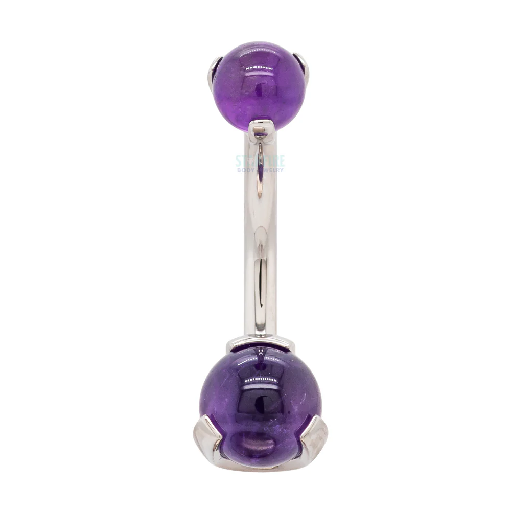 Stone Ball Navel Curve in Prong Setting - Image 3