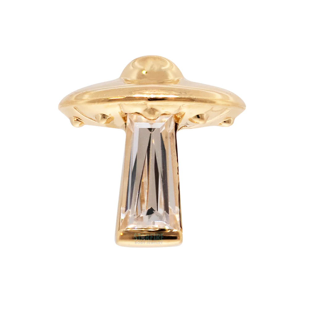 threadless: "Beam Me Up" with Faceted Gem End in Gold