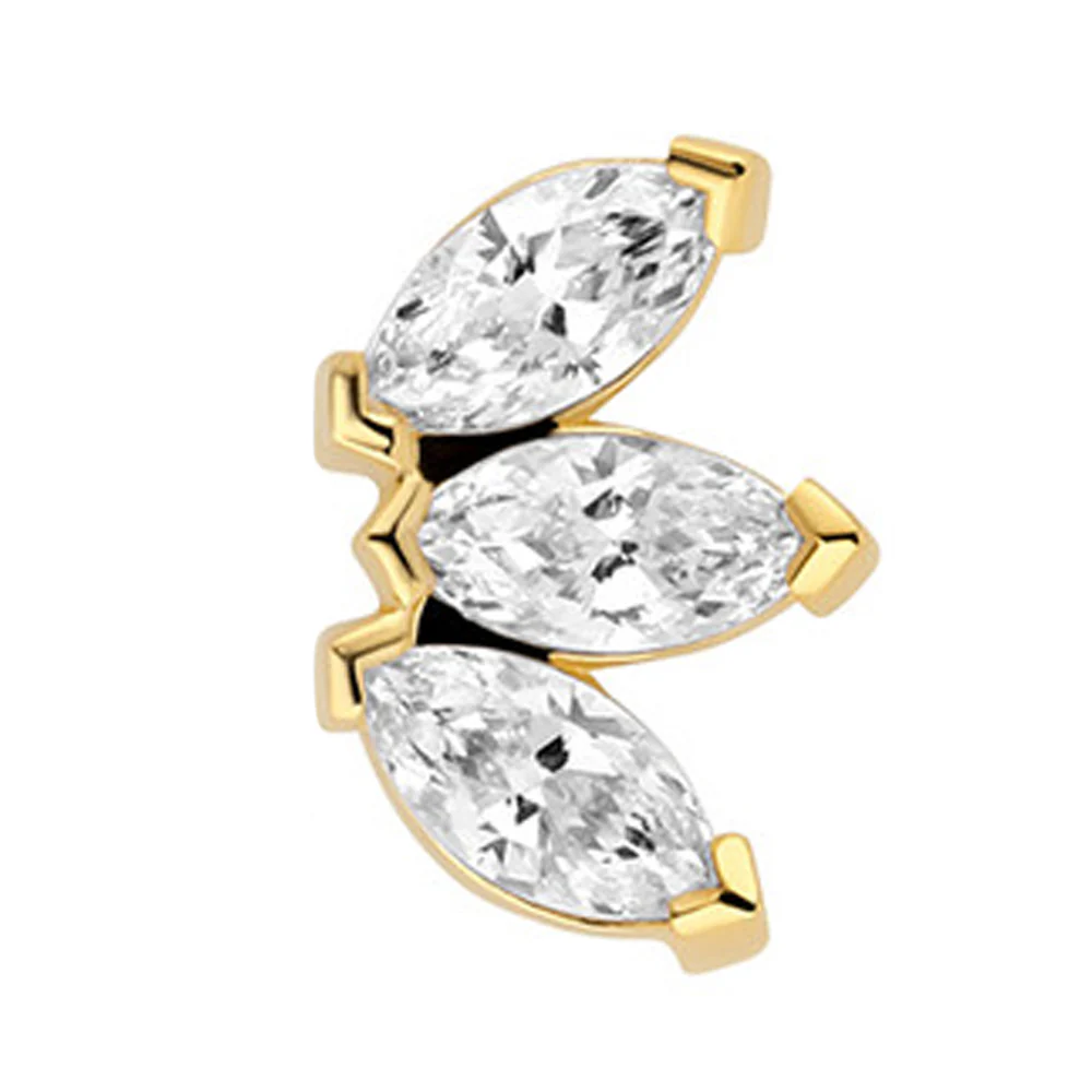 threadless: Marquise Fan with Faceted Gems End in Gold - Image 3