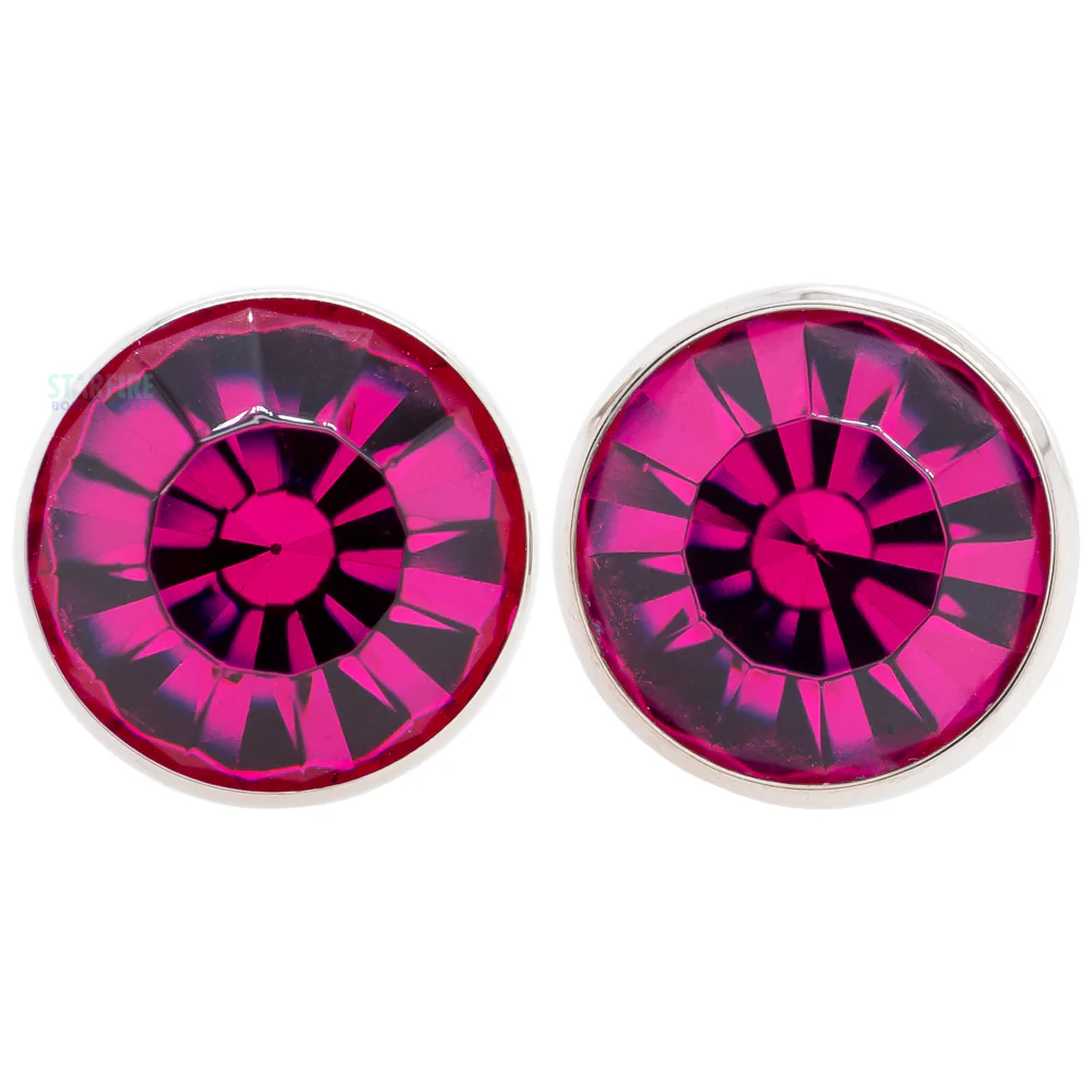 Titanium Crystal Gem Plugs - Fuchsia - Image 2