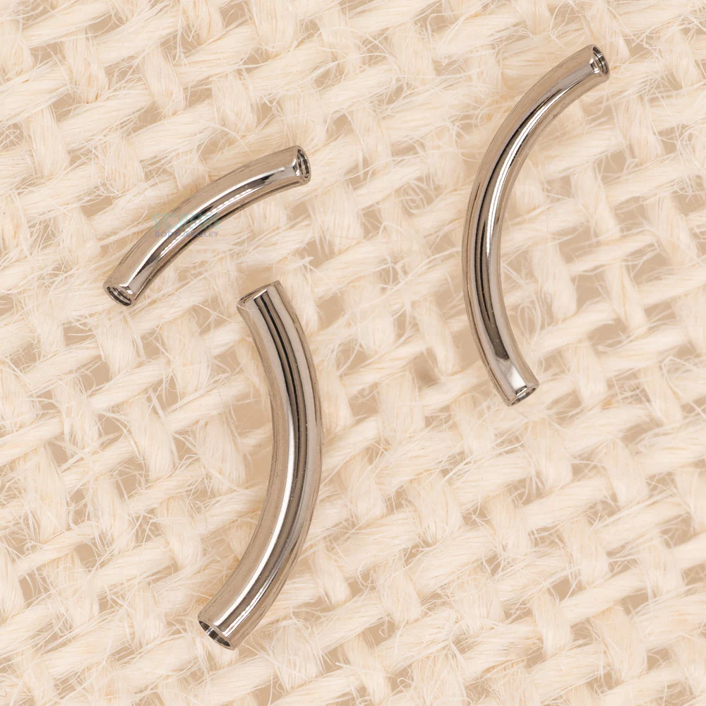 Titanium Threaded Curved Barbell Shaft - HP – High Polish - Image 2