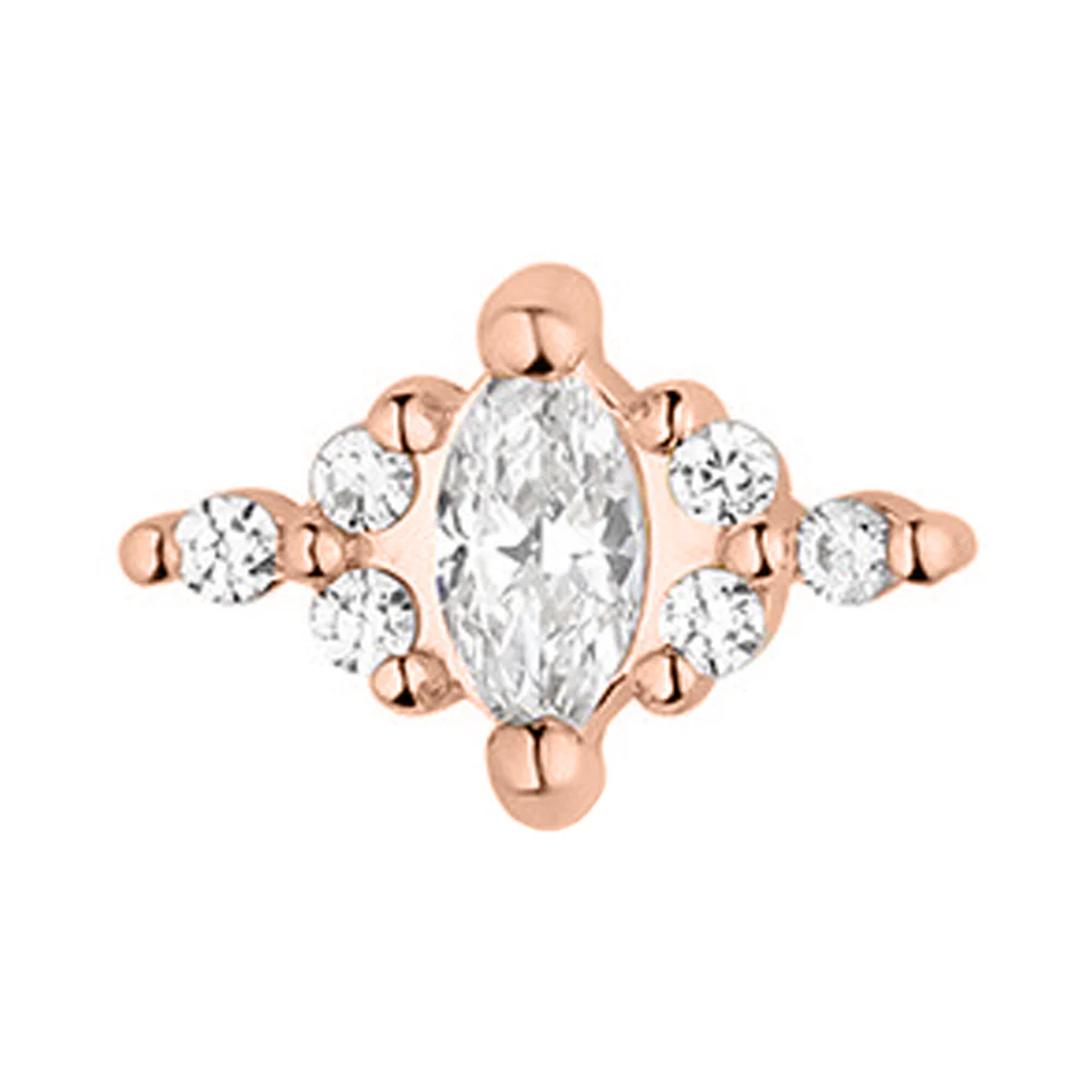 "Venus" with Faceted Gems Threaded End in Rose Gold - Image 3