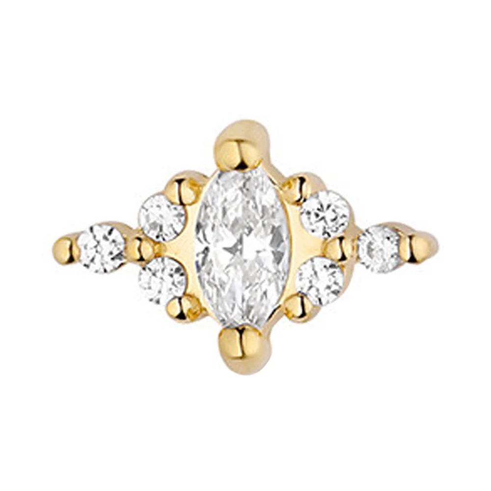 "Venus" with Faceted Gems Threaded End in Yellow Gold
