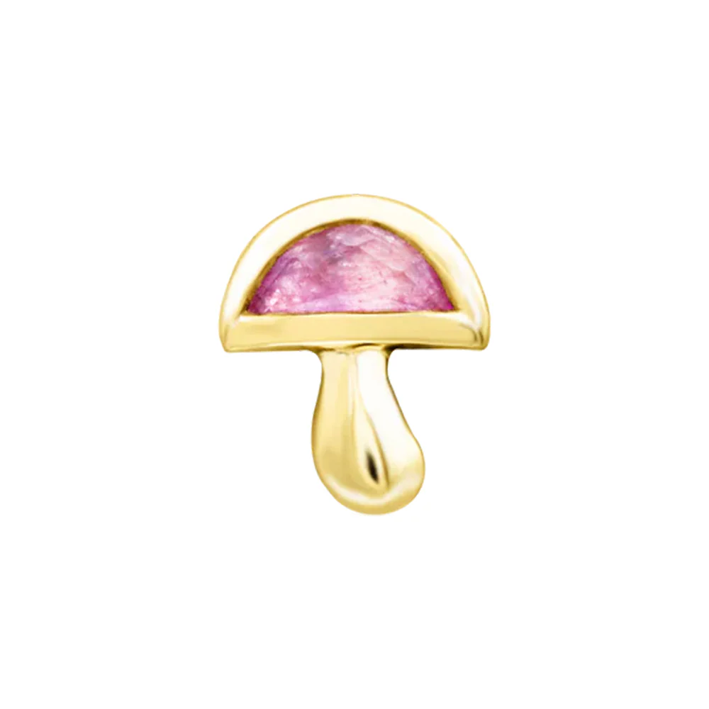 threadless: "Amanita" End in Gold with Pink CZ - Image 2