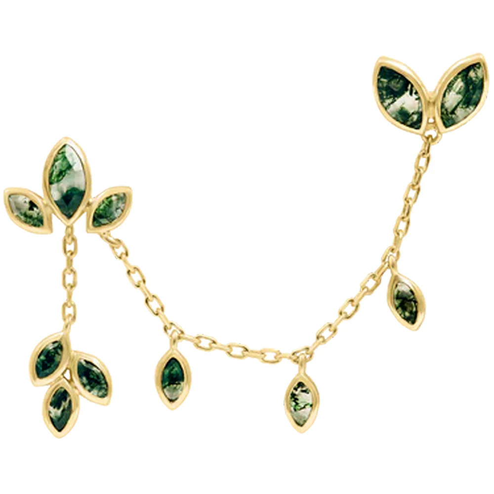 threadless: "Luthier" Chain Dual Pin End in Gold with Moss Agates - Image 3