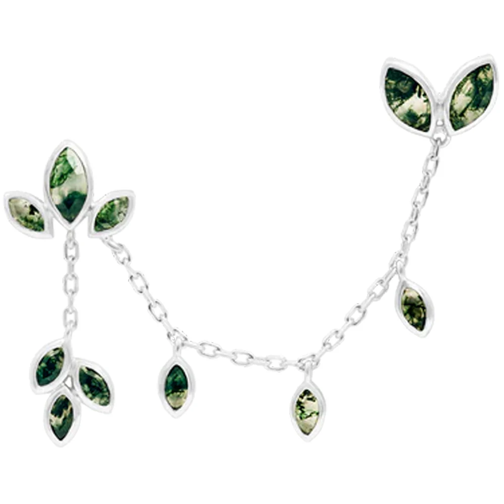 threadless: "Luthier" Chain Dual Pin End in Gold with Moss Agates - Image 4