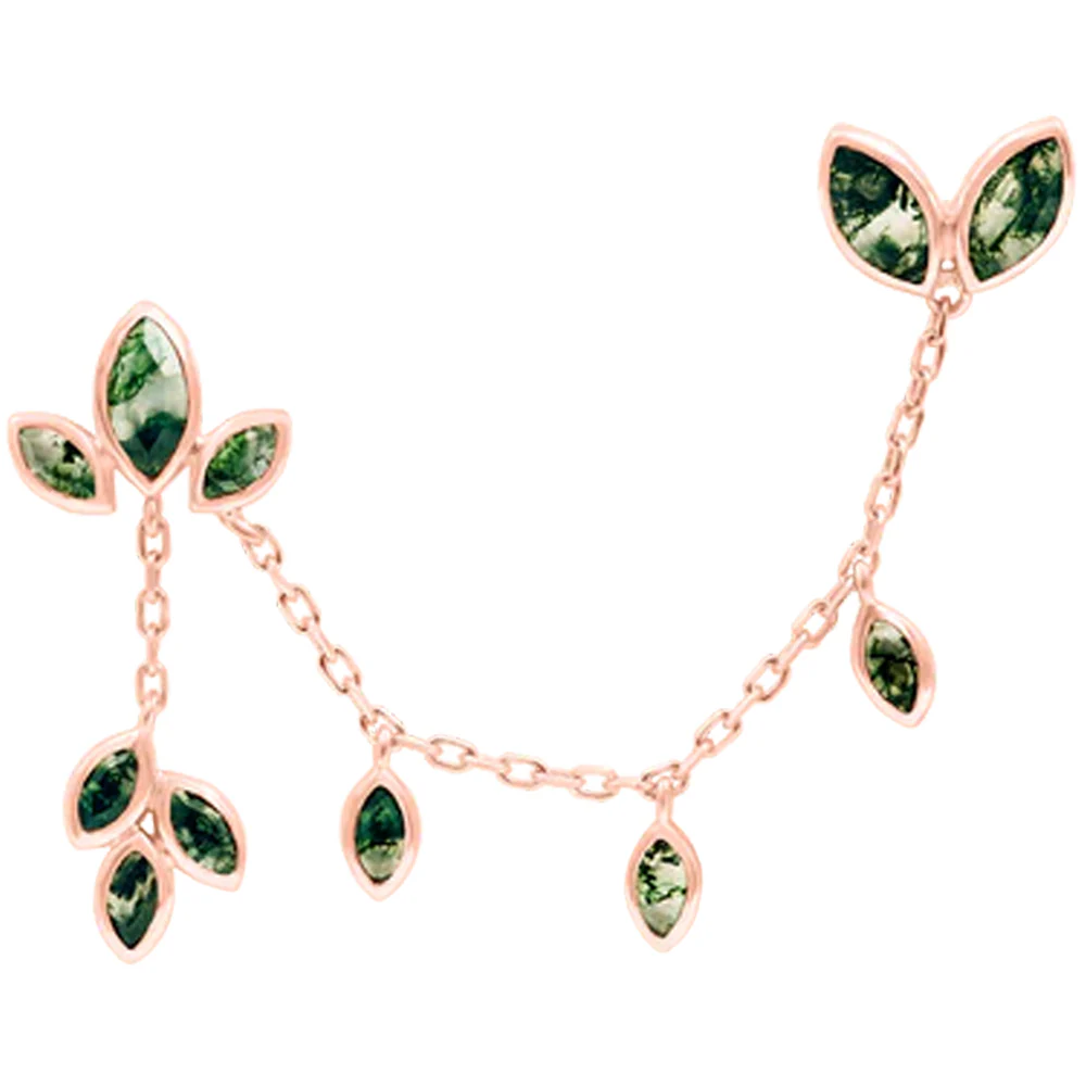 threadless: "Luthier" Chain Dual Pin End in Gold with Moss Agates - Image 5