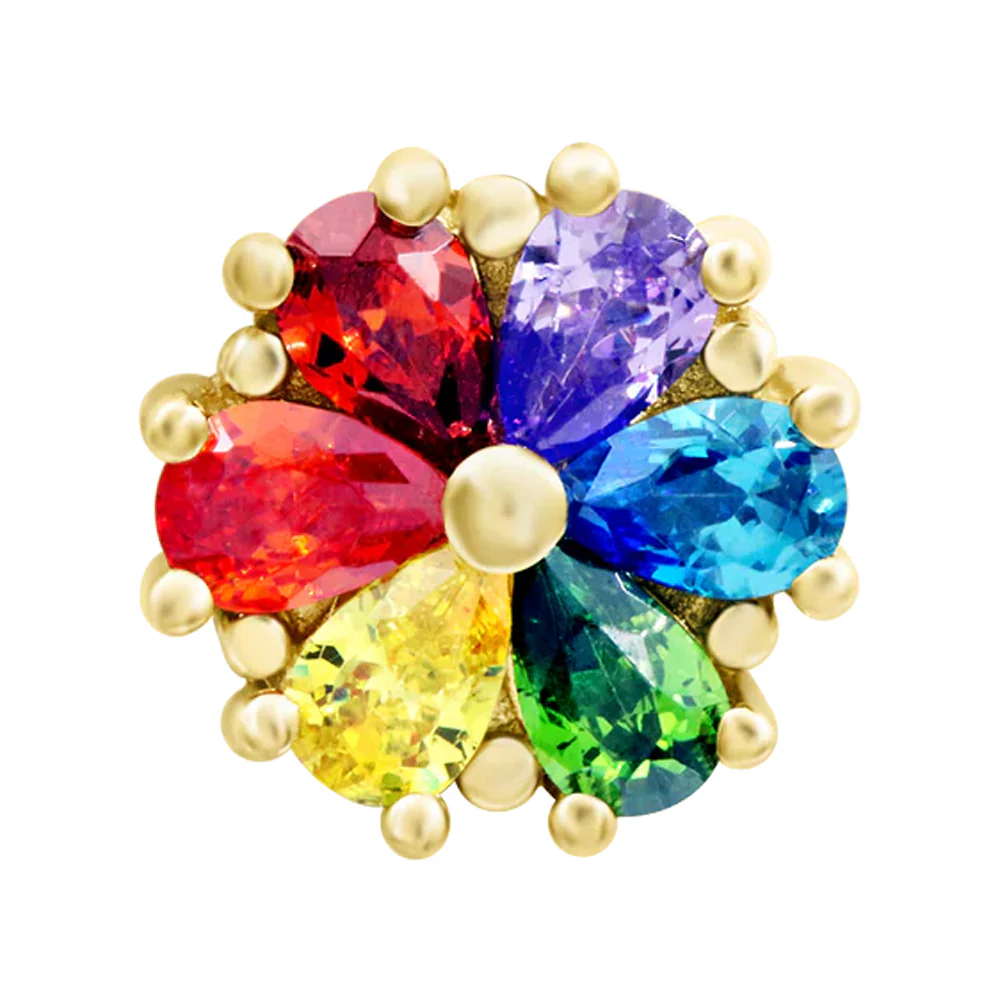 threadless: "Sylvester" End in Gold with Rainbow CZ's - Image 2