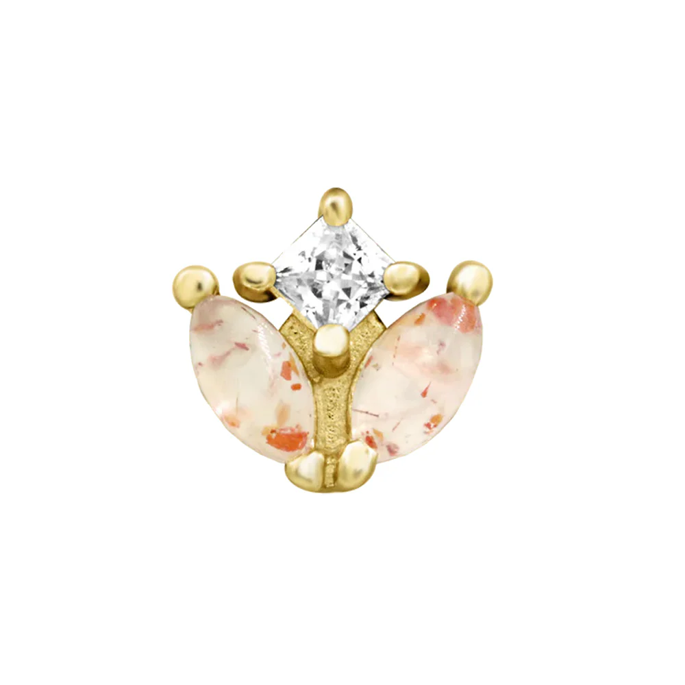 threadless: "Vi" End in Gold with Sunstone & CZ - Image 2